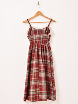 【2色展開】Meridian チェック柄 ファーデザイン キャミソールワンピース