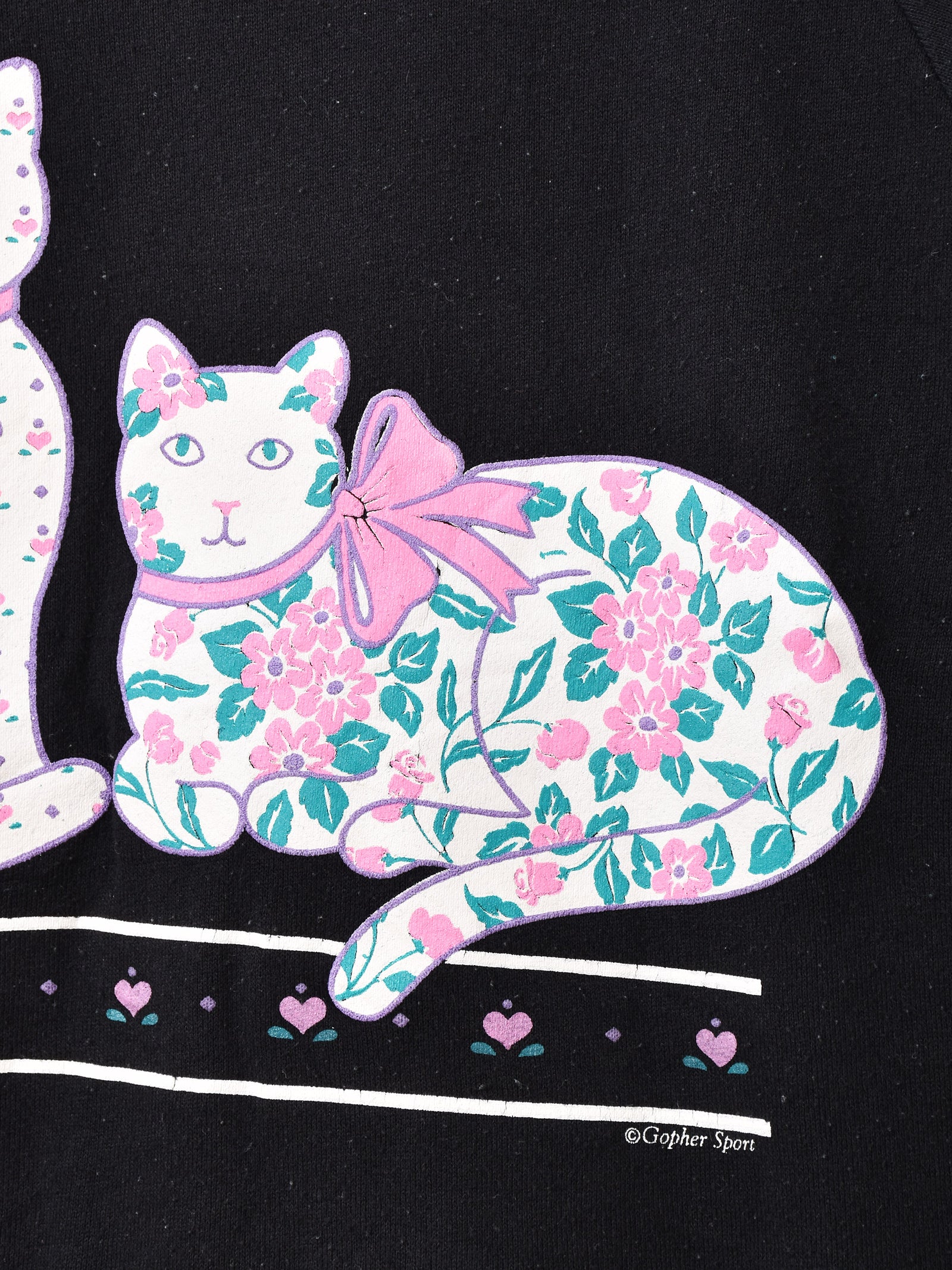 90s USA製 猫柄 スウェット Gopher Sport グレー L A5