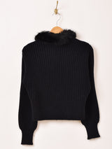 【2色展開】Meridian ファーカラー ジップアップ カーディガン