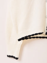 Meridian ビーズ刺繍 襟付き カーディガン