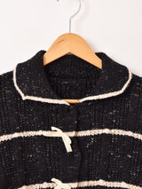 【2色展開】Meridian ボーダー柄 リボンデザイン カーディガン