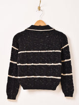 【2色展開】Meridian ボーダー柄 リボンデザイン カーディガン