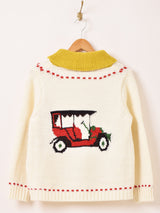 Elcamino クラシックカー柄 カウチンセーター