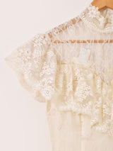 80's  Made in USA "GUNNE SAX" 花柄 レース ロングドレス