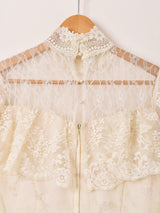 80's  Made in USA "GUNNE SAX" 花柄 レース ロングドレス