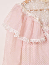 80’s Made in USA "JESSICA McCLINTOCK" ドット柄 フリル ロングドレス