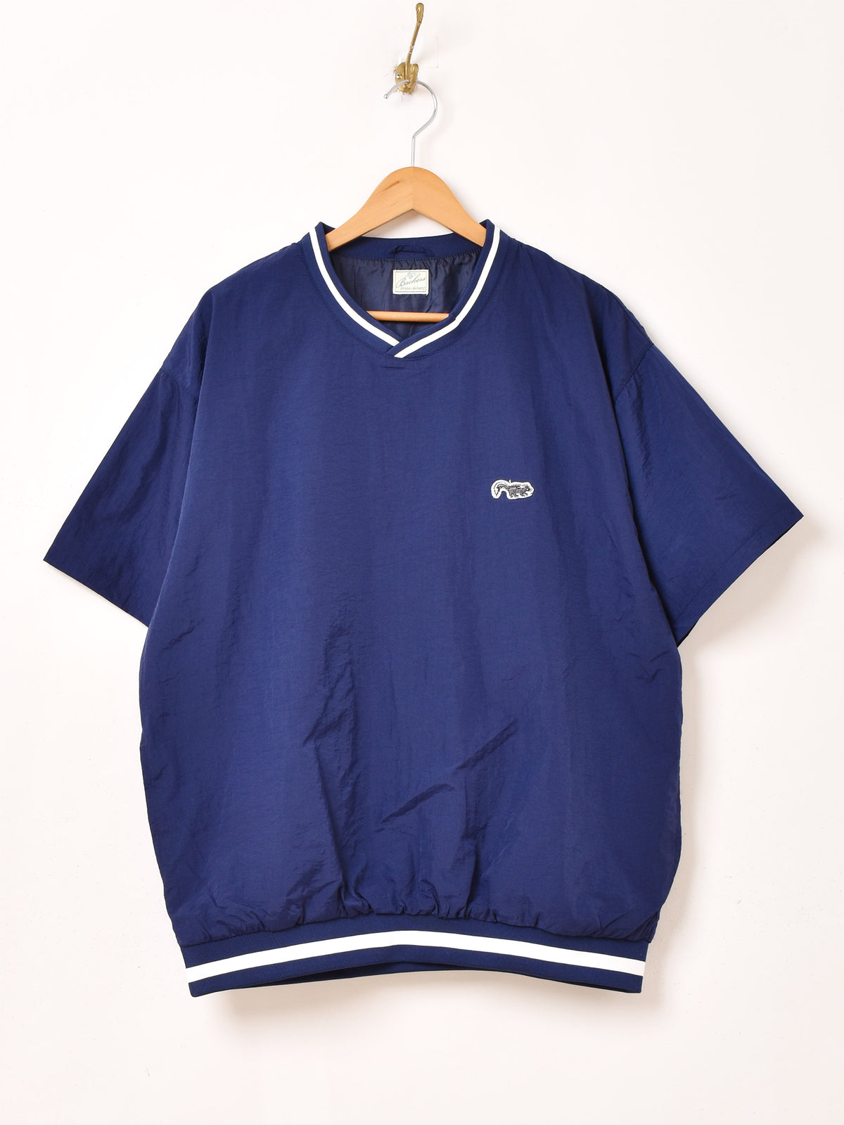 デザインT】古着 Vネック 半袖Tシャツ 刺しゅう ペイズリー L