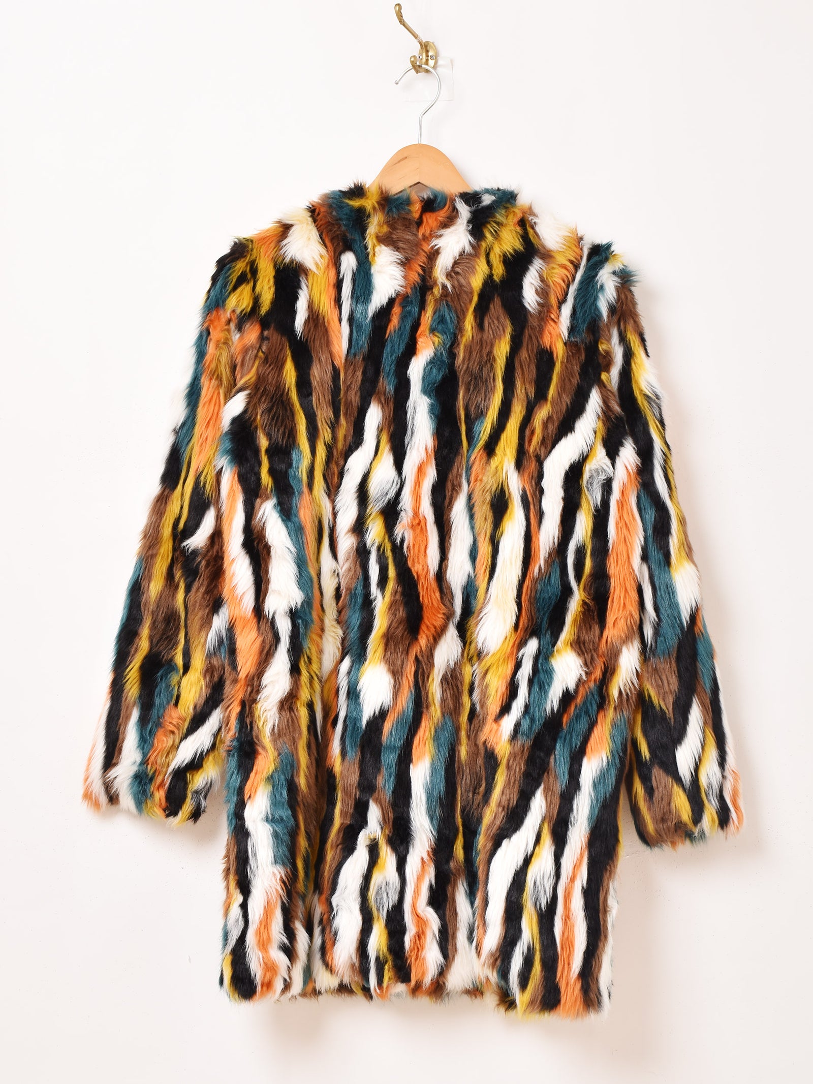 マルチカラー フェイクファーコート – 古着屋Top of the Hillの