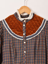 70's "GUNNE SAX" チェック柄 長袖ワンピース