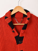 50's Shawl Collar Lettered Cardigan