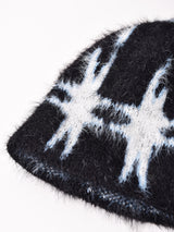 総柄 シャギー ニットキャップ