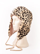レオパード柄 フェイクファー イヤーフラップ キャップ