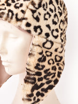 レオパード柄 フェイクファー イヤーフラップ キャップ