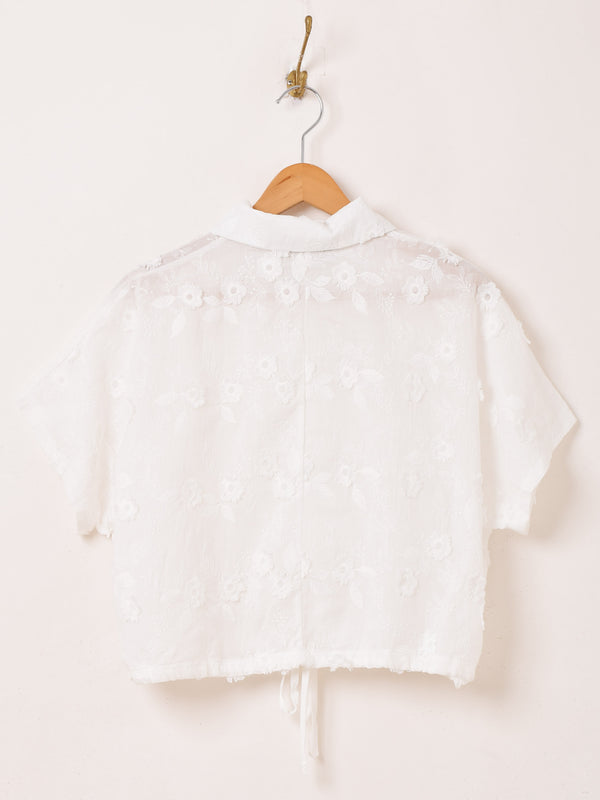 【2色展開】Meridian フラワー刺繍 半袖シャツ