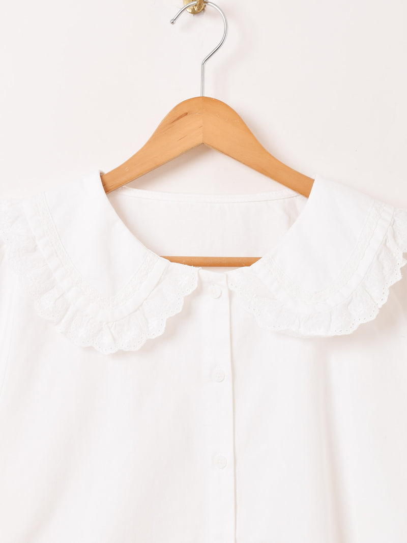 Meridian レースカラー 刺繍 長袖ブラウス – 古着屋Top of the Hillの
