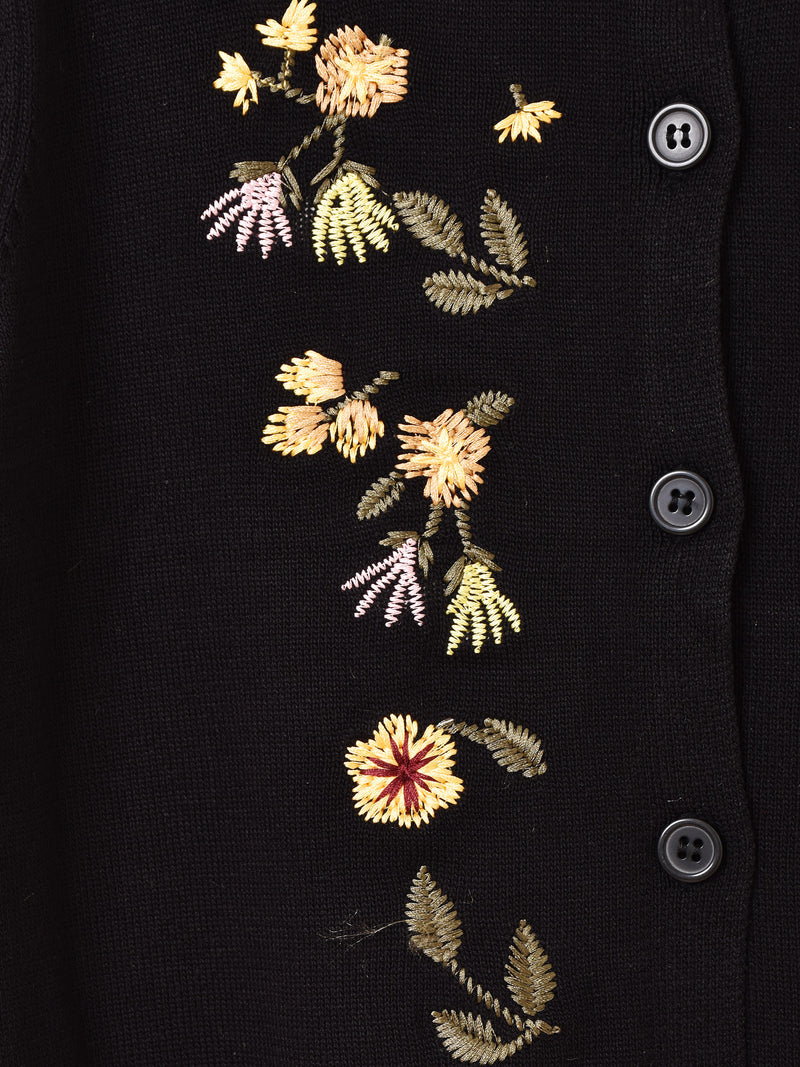 【2色展開】Meridian フラワー刺繍 半袖 カーディガン