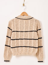 【2色展開】Meridian ボーダー柄 リボンデザイン カーディガン