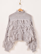 【4色展開】Meridian フリンジ ハイネックセーター