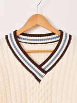 【2色展開】Meridian ラインデザイン ケーブル編みセーター