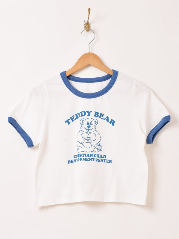 クロップド リンガーTシャツ「TEDDY BEAR」