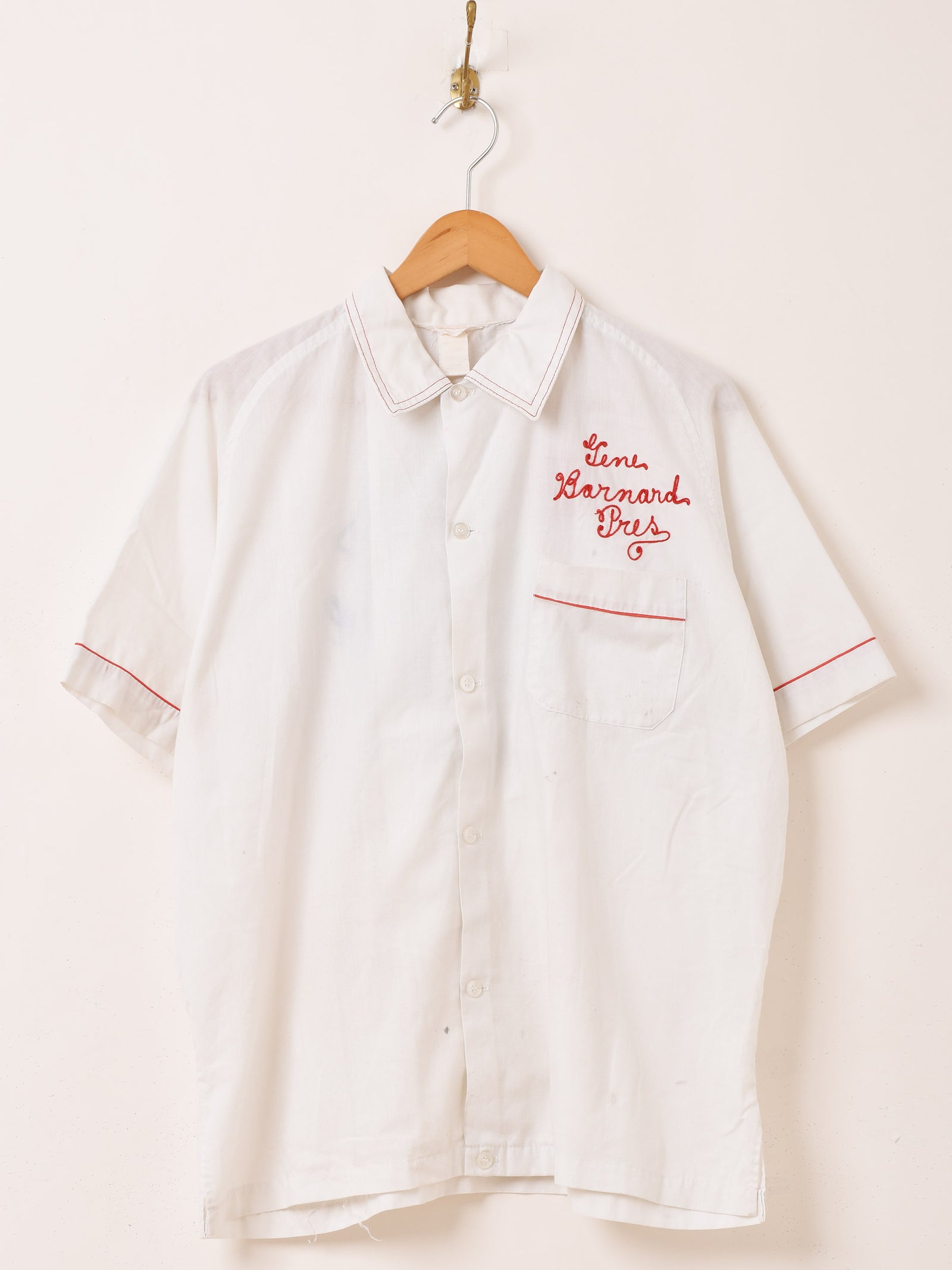 Nat Nast ホワイトレッド ボウリングシャツ 50's〜 