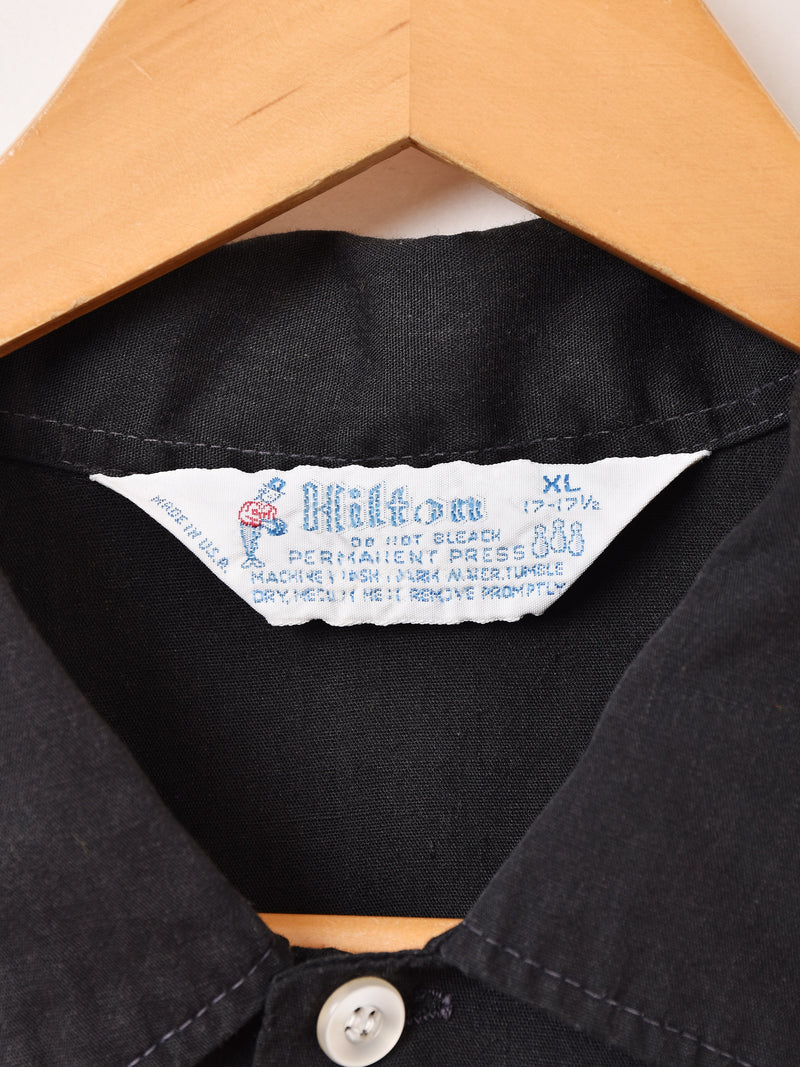 Made in USA 70's "Hilton" 半袖 刺繍 ボウリングシャツ