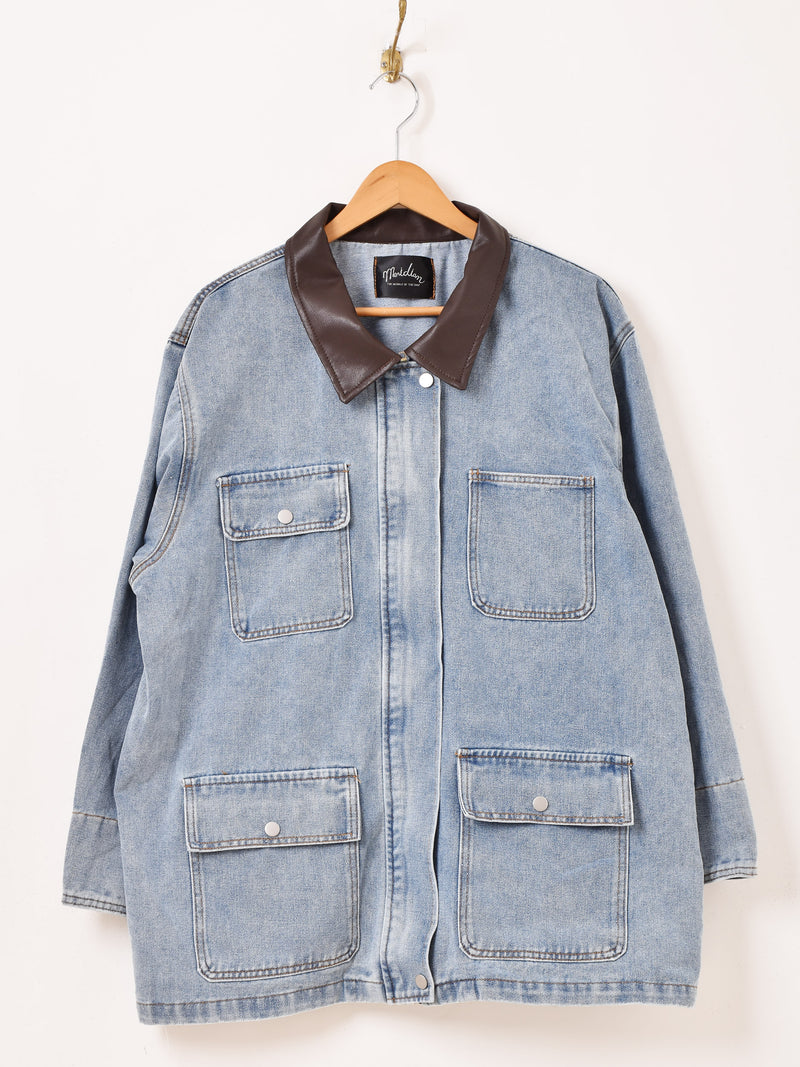 2色展開】Meridian レザーカラー デニムジャケット – 古着屋Top of the