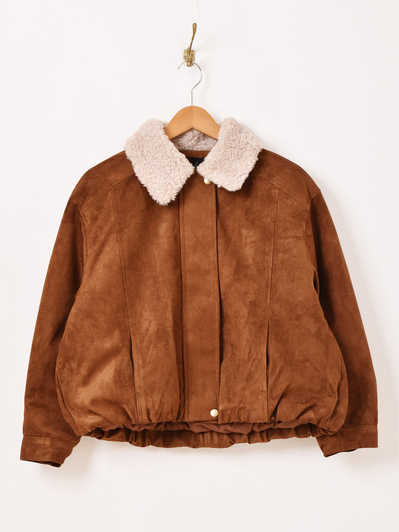 2色展開】Meridian ボアカラー フェイクスエード ジャケット – 古着屋
