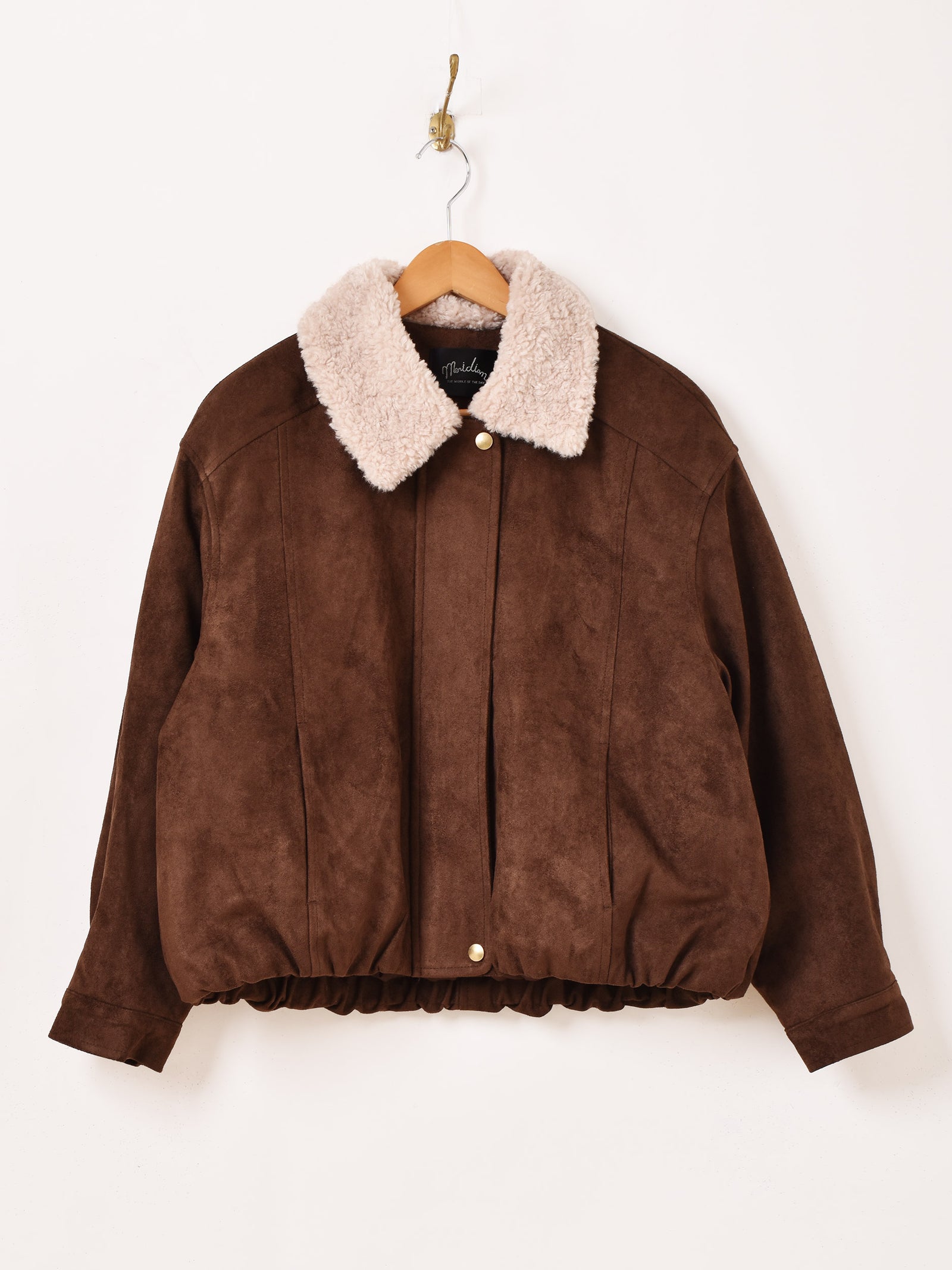 2色展開】Meridian ボアカラー フェイクスエード ジャケット – 古着屋