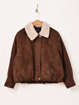 【2色展開】Meridian ボアカラー フェイクスエード ジャケット