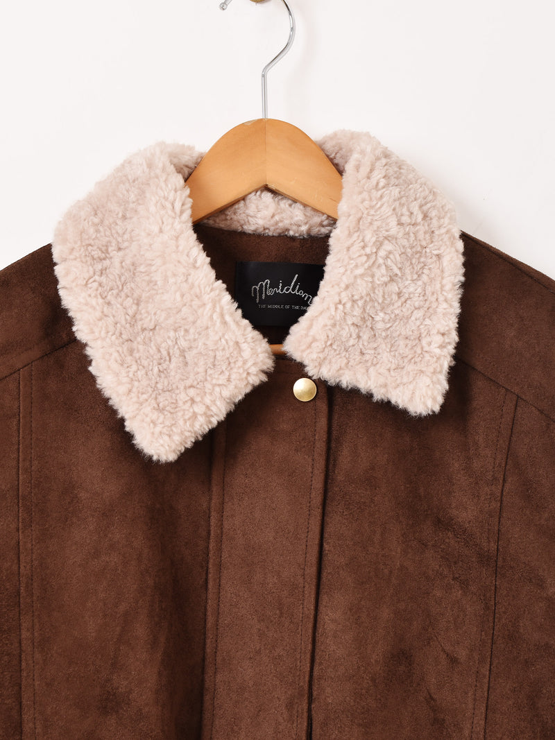 2色展開】Meridian ボアカラー フェイクスエード ジャケット – 古着屋