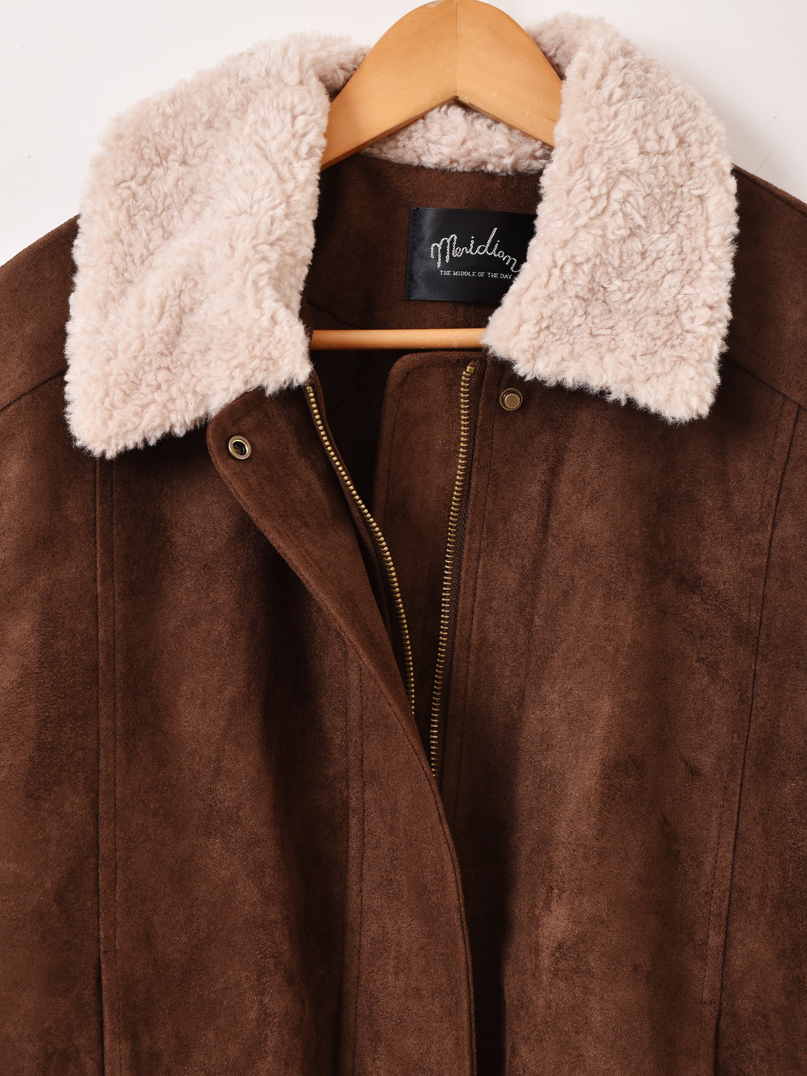 2色展開】Meridian ボアカラー フェイクスエード ジャケット – 古着屋