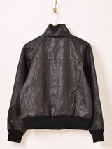 【2色展開】Meridian リブ フェイクレザージャケット