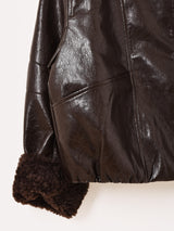 【2色展開】Meridian ボアカラー フェイクレザージャケット