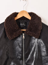 【2色展開】Meridian ボアカラー フェイクレザージャケット