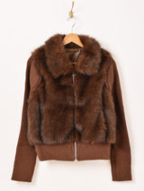 【2色展開】Meridian 2way フェイクファー ニットジャケット