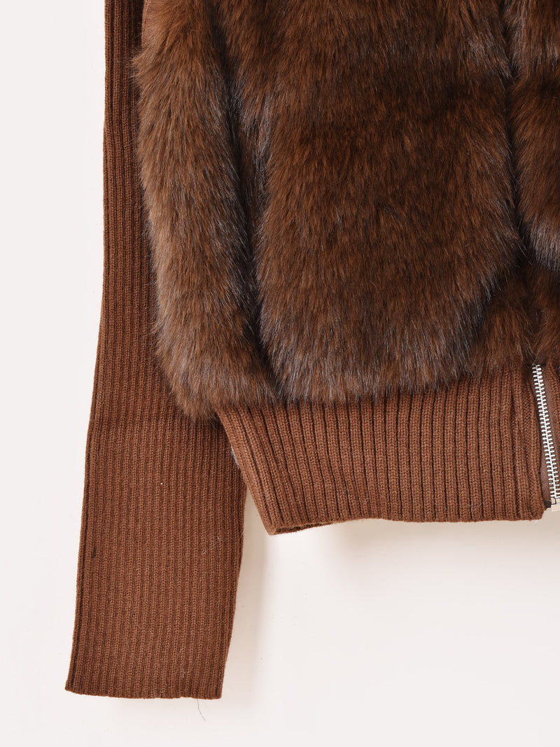 2色展開】Meridian 2way フェイクファー ニットジャケット – 古着屋Top