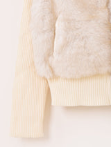 【2色展開】Meridian 2way フェイクファー ニットジャケット