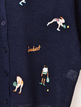 【2色展開】Elcamino テニスデザイン 刺繍 半袖カーディガン