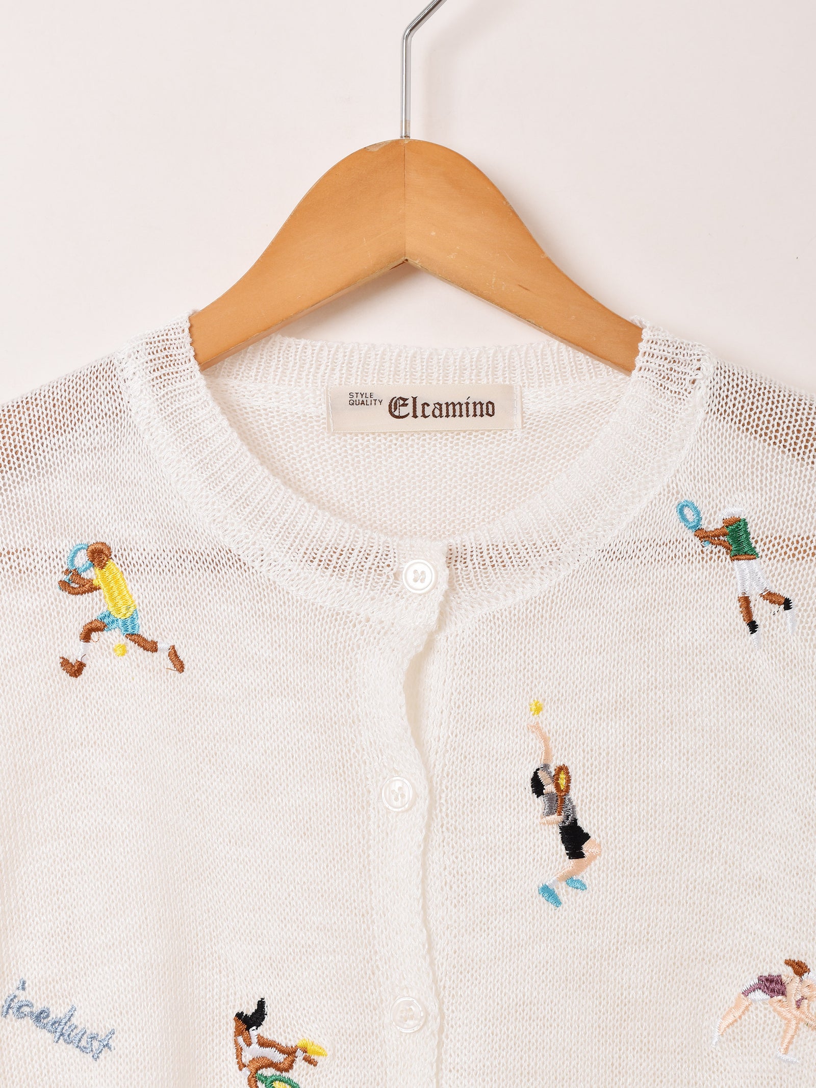 2色展開】Elcamino テニスデザイン 刺繍 半袖カーディガン – 古着屋Top