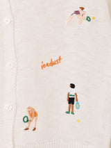 【2色展開】Elcamino テニスデザイン 刺繍 半袖カーディガン