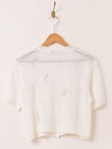 【2色展開】Elcamino テニスデザイン 刺繍 半袖カーディガン