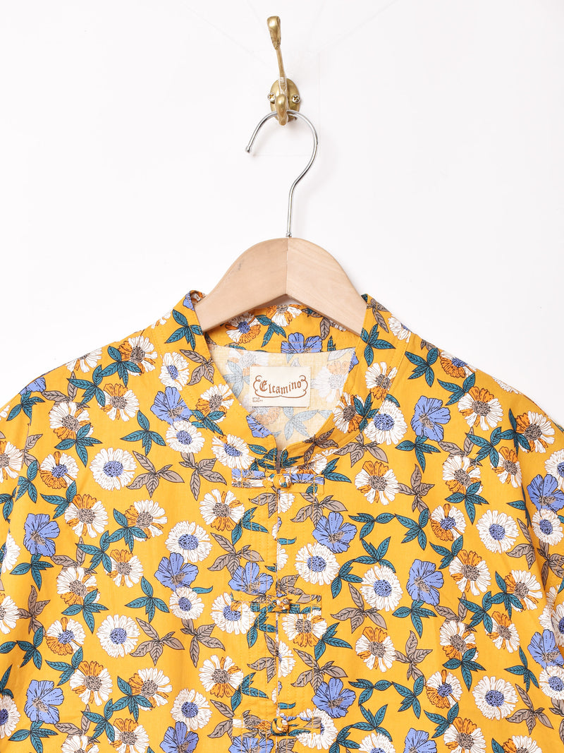【2色展開】Elcamino 花柄 チャイナデザイン 半袖シャツ