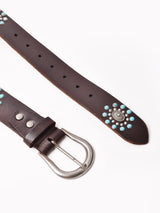 ターコイズ コンチョ風 スタッズ レザーベルト