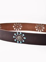 ターコイズ コンチョ風 スタッズ レザーベルト