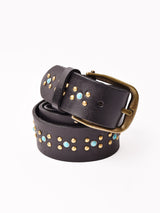 ターコイズ スタッズ レザーベルト