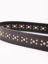 ターコイズ スタッズ レザーベルト