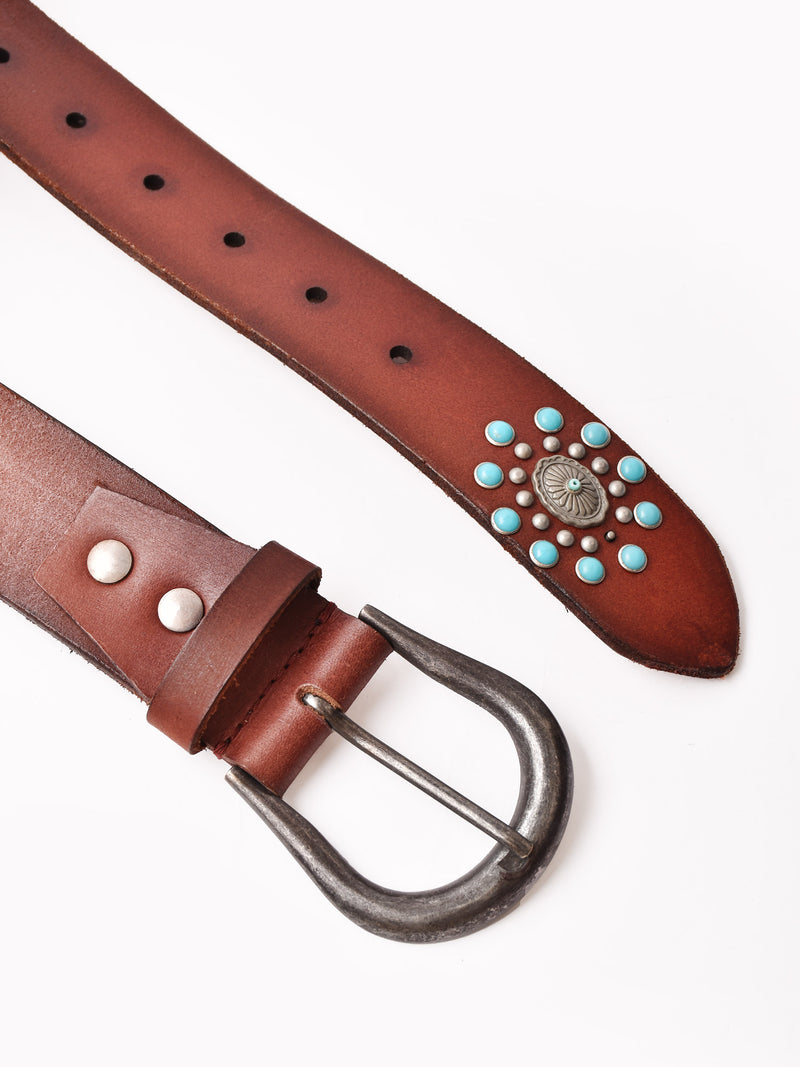 ターコイズ コンチョ風 スタッズ レザーベルト – 古着屋Top of the