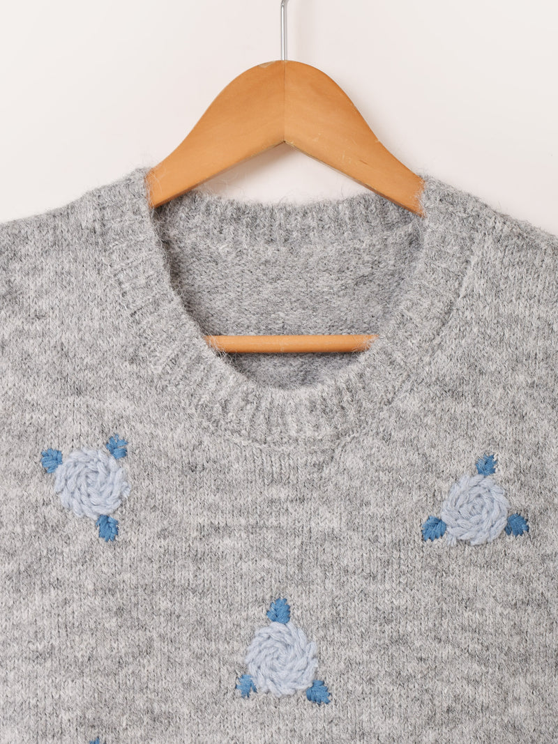 【2色展開】Meridian フラワー刺繍 ニットベスト