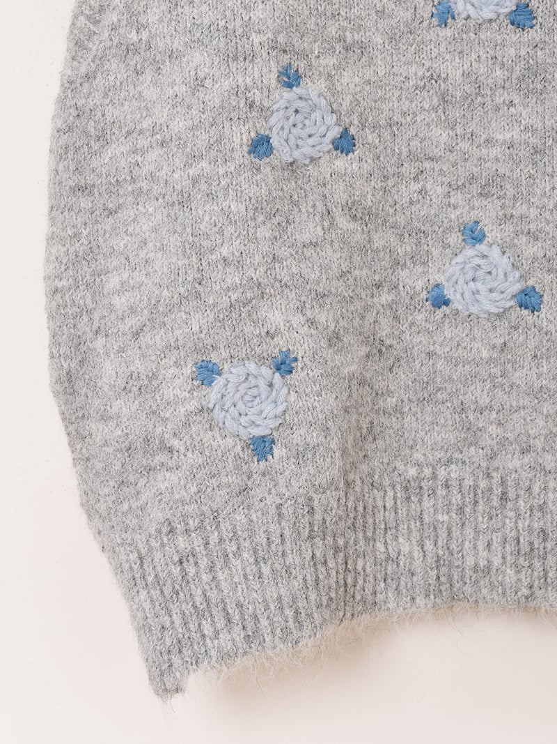 【2色展開】Meridian フラワー刺繍 ニットベスト